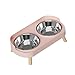 KiBcsLic Cat Dog Water Food Bowl Elevated Pet Feeder Neck Protection Anti Slip Feeding Station Pet Feeding Dish for Small Medium Dogs, Pink, Stainless Steel Bowl