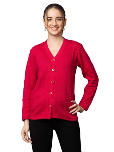 Image of Wear lusso Women Woolen V Neck Casual Wear Stylish Cardigan Sweaters for Winter with Side Pocket | Cozy and Warm Winter Sweater for Girls /Ladies