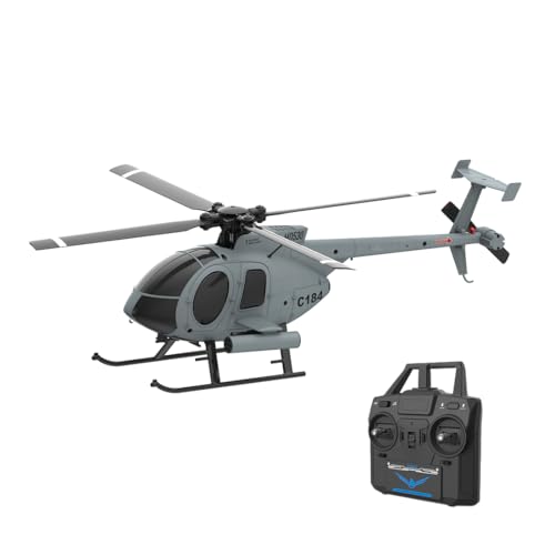 WANENGEDIY Helicóptero RC para principiantes, C184 1/48 MD500 2,4 G 4 CH Outdoor Einrotor Flybarless teledirigido helicóptero aviones con posicionamiento óptico de flujo y arranque y aterrizaje de un