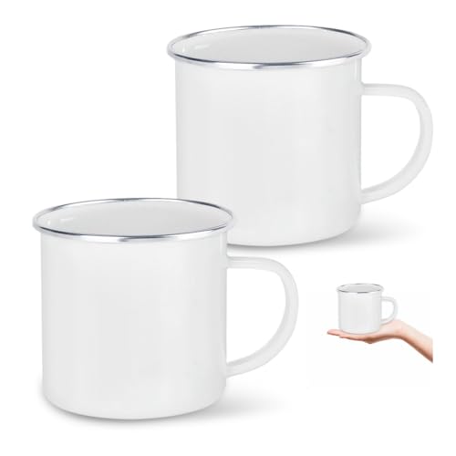 YZROHYI 2 Stück Camping Becher Emaille Tasse 350 ML, Edelstahl,...
