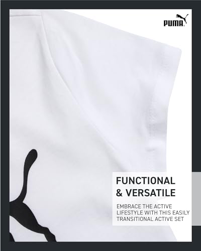 PUMA Camiseta feminina - pacote com 2 camisetas com logotipo principal para meninas - Camiseta básic