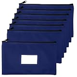 Money Bank Deposit Bag with Zipper, Cash Pouch, Navy blue, 11x6 in, 7 Pack