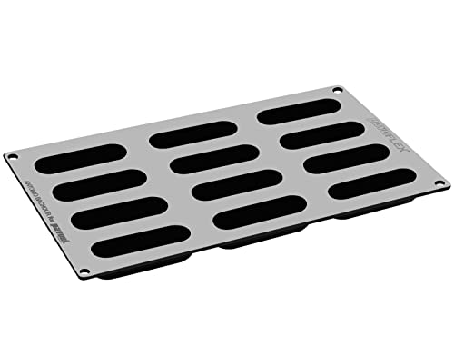 Pavoni PX3216 Pavoflex Silicone Baking Mold Freezing Mould with 12 Confy40Time Cavities, Each 3.15 x 1.18 Inch x 0.94 Inch High