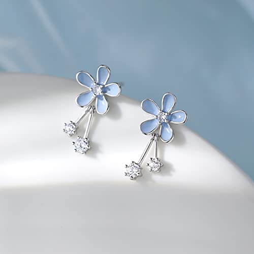 Sluynz 925 Sterling Silver Pretty Flowers Earrings Studs For Women Teen Girls Elegant Cz Flowers Studs Earrings (A-Silver) #TOP3
