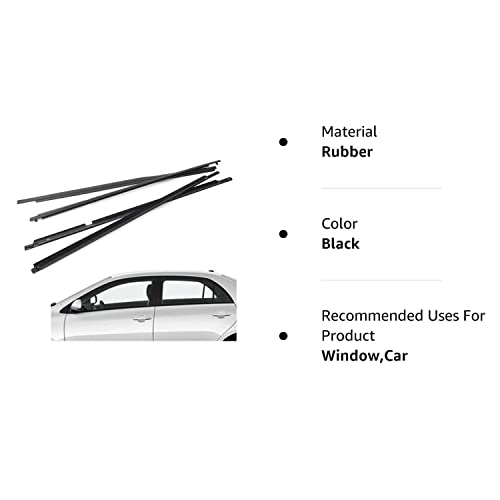 Wflnhb Weatherstrip Window Seal Car Window Moulding Trim Seal Belt Replacement For 2009 2010 2011 2012 Toyota Corolla Black 4 Pieces #TOP6