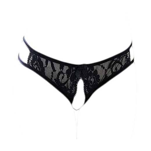 KHUFUZI Ropa interior sexy para mujer, ropa interior de encaje tangas bragas lindas tangas tangas regalo corto para novia, Negro , Talla única