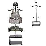 Military Gear Holder, Tactical Gear Stand Helmet Vest Belt Display Rack Body Armor Stand - Tactical Vest Hanger for Police and Duty Gear Rack for Stores, Office, Home, 5.91ft Height Max (Gold)