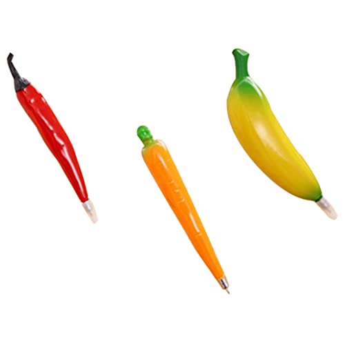 Bolígrafos de frutas artificiales, bolígrafos, plátano artificial, zanahoria, pimienta, escritura, frutas, verduras, imanes para nevera, 3 uds.
