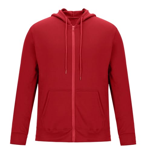 Full Zipper Hoodies For Men Fleece Long Sleeve Casual Sweatshirt Early Fall Sport Loose Hooded Jacket With Pocket 20253