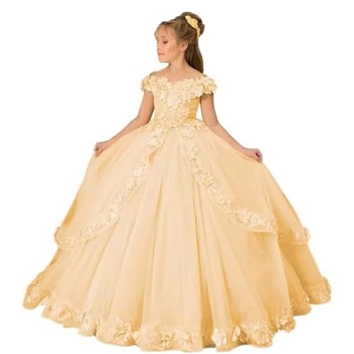Flower Girl Dress Off Shoulder First Communion Dress for Girls Party Pageant Dresses Ball Gown