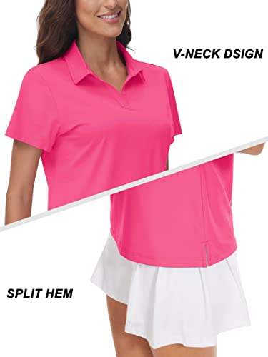 Image of TACVASEN Women's V-Neck Polo Shirts UPF 50+ Short Sleeve Sun Protection Quick Dry Golf Polos Collared Shirt