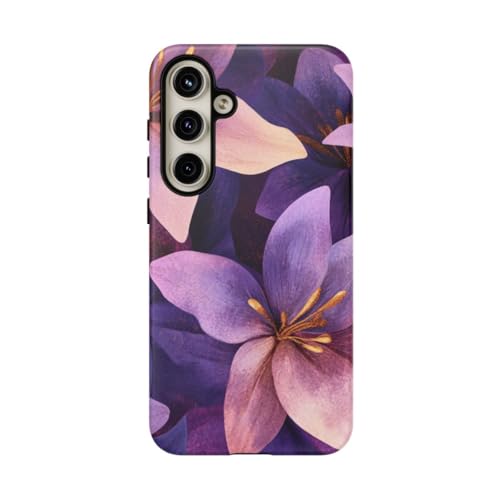 Coque rigide mate Samsung S24 Plus motif floral violet or de qualité premium