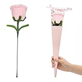 Ywkdnf Preserved Handmade Pink Roses Made of Pipe Cleaning Brush Perfect Valentine's Day Suitable for Anniversaries Birthday Parties Mother's Day Graduation Gifts (with Gift Box and Card)