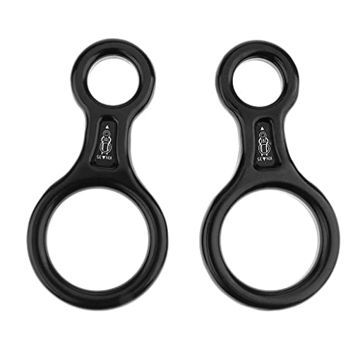 RNXRZANK 2 Pieces 35KN Aluminum Alloy Climbing Descender Belay Device, Black