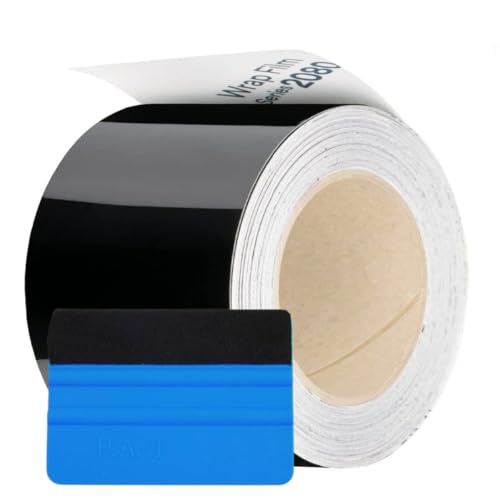 Image of Gloss Black Vinyl Wrap Film Roll - Made with 3M 2080 Series - 4 in x 25 ft Car Wrap for Chrome Delete, Trim & Emblems - Stretchable Air-Release Auto Vinyl (Gloss Black, 4 in x 25 ft)
