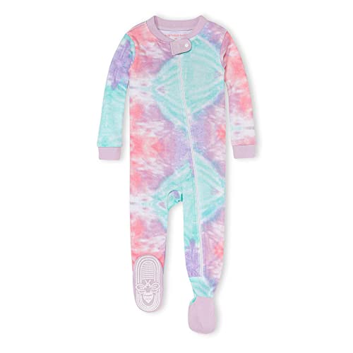 Image of Burt's Bees Baby Baby Girls' Pajamas, Tee and Pant 2-Piece Pj Set, Wild Tie Dye, 6 Months
