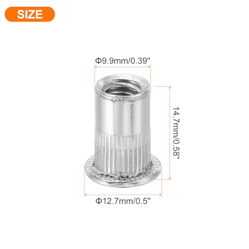 Écrous à rivets à tête plate 1/4-20 boulon hexagonal moleté insert fileté x100 - 2
