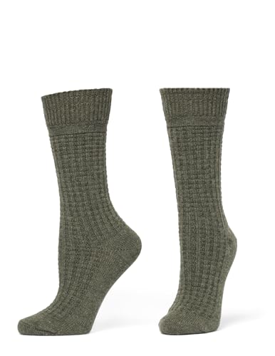 HUE Women's Merino Wool Blend Crew Boot Breathable Natural Temperature Regulating Moisture Wicking Athletic Socks 2 Pair Pack4