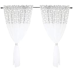 Cortinas Habitacion Bebe TupTam Conjunto de Cortinas para Habitación Infantil, 2 pzs, Nubes Blanco/Gris, c. 140 x 160 cm