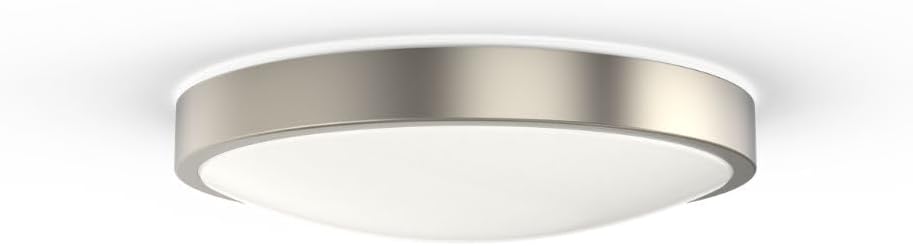 Juno 14 Inch Round LED Flush Mount Ceiling Light, Lacuna Series Low Profile Modern Ceiling Light Fixture, 5-in-1 Switchable White Color Temperature, Dimmable, Brushed Aluminum