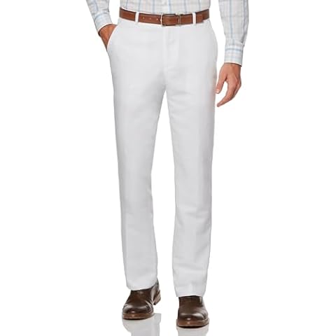 Perry Ellis Men's Bright White Linen Suit Pants Cover