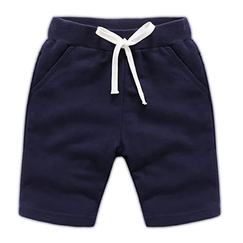 Little Kids Baby Boys Girls Knee Length Shorts Pants Summer Cotton Sports Jogger Sweatpants Casual Active Pants 1-8T (Navy,7 Years)
