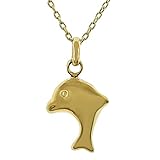 Longueur 50cm Big Bang Bijoux Lot pendentif Dauphin Plaqué Or 18 carats + Chaîne 50cm Plaqué Or - Enfant