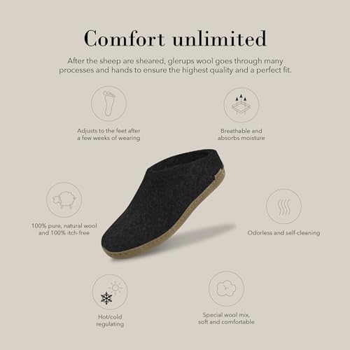Image of Glerups 100% quality wool mix Slipper with leather sole - Unisex Slip-on