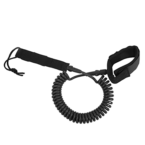 Gavigain Surfing Foot Rope 10ft High Elastic Coiled Spring Lightweight Adjustable for Paddle Board Surfboard (Black)