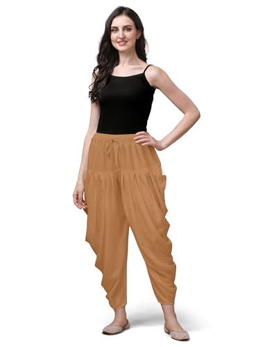 Image of Mehrang Loose Fit Rayon Dhoti Pant for Women Patiala Slawar Bottom Wear Harem Pants, Waist Free Size (26 Inch to 38 Inch)