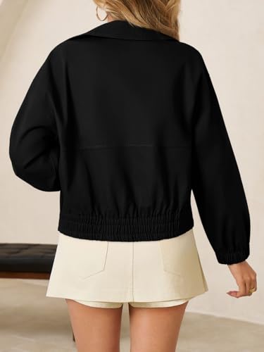 Tankaneo Womens Cropped Jackets Zip Up Lightweight Short Utility Coat Military Fall Jacket with Pockets3