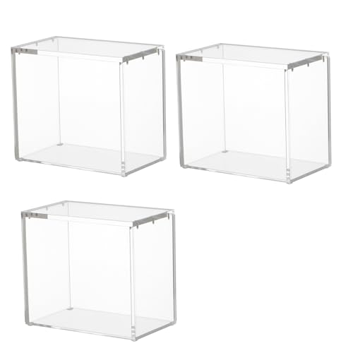 JAMIEKA - Juego de 3 vitrinas magnéticas apilables de acrílico, organizador de computadora de oficina para cifras coleccionables y miniaturas