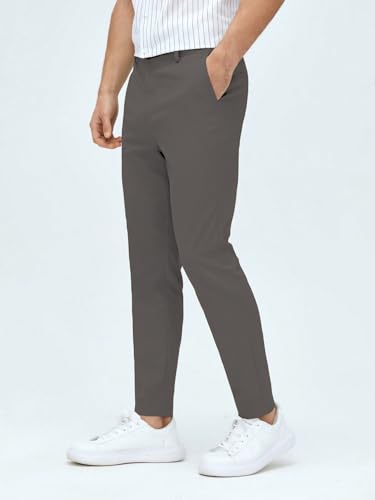 Image of AVANOVA Men's Classic Dress Pants with Side Pockets | Solid Tapered Suit Trousers, Business Formal Office Wear Regular Fit Pants, Stretchable Blend Slim Carrot Fit (Trouser 255)