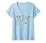 Photo Gallery donna shamrock skeletons dancing funny st patrick s day party maglietta con collo a v Photo Gallery donna shamrock skeletons dancing funny st patrick s day party maglietta con collo a v