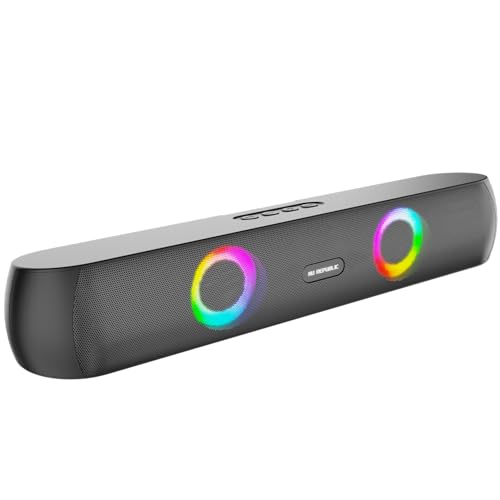 Nu Republic Party Box 160 Bluetooth Soundbar with X-Bass Technology, 52mm Dual Dynamic Drivers, 16W Output, Upto 10 Hrs Playtime, Multiple RGB LED Lights, USB Port, Bluetooth 5.3v (Black, 2.0 Channel)