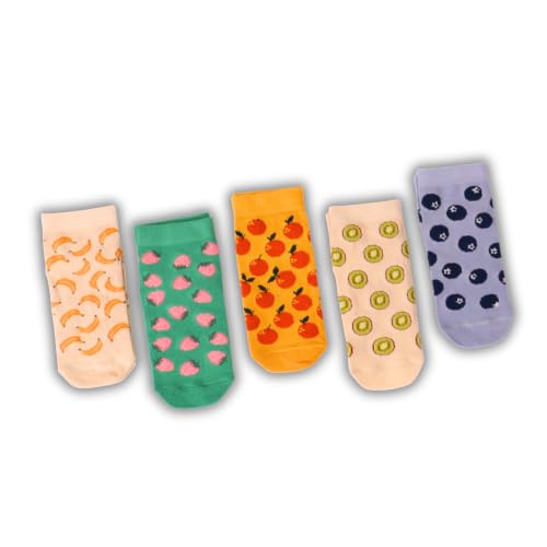 Image of THELA GAADI Printed Kids Socks | Ankle Length Pure Cotton Socks for Kids Boys and Girls | Breathable, Odourless, Cute | Pack of 5