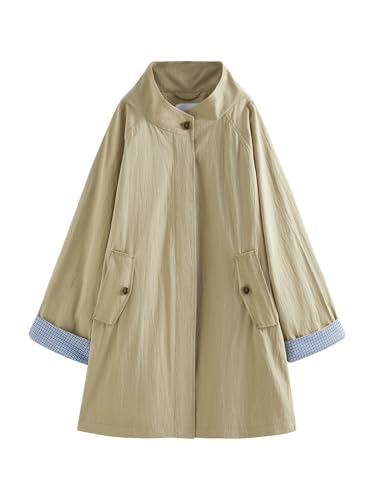 Trench-coat ample en coton mélangé kaki pour femme