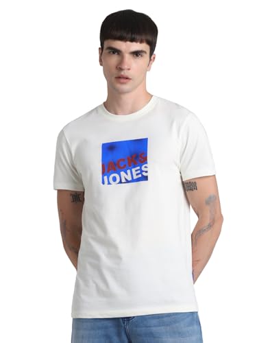 Image of JACK & JONES Men's Cotton Solid Slim Fit T-Shirt
