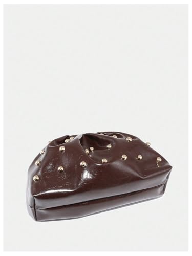 Image of QWINEE Women's Elegant Studded Clutch Bag Magnet Ruched Bags Retro Vintage Evening Handbag