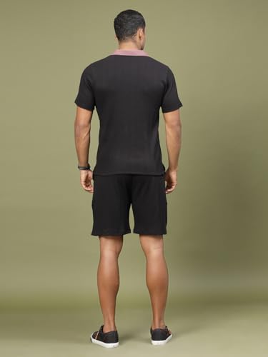 Image of Rigo Cotton Blend Waffle Knit Self Textured Co-Ord Set For Men's|Night Suit Set|Lounge-Wear Pajama Set|Night Wear, Beach Wear, Vacation Wear