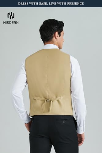 Image of HISDERN Mens Suit Vest Business Casual Dress Waistcoat Vest Solid Color Formal Wedding Vests for Suits or Tuxedo