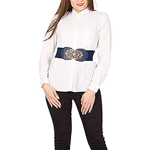 Women Vintage Buckle Wide Waspie Elastic Waist Belt Retro Ladies Stretch Dress Belt4