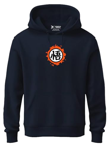 Image of XENOVAURBAN Anime Hoodie | Unisex Fit Cotton Fleece | Graphic Printed Pullover Hooded Sweatshirt - HOPU-FB-DBZ-NVY-XL