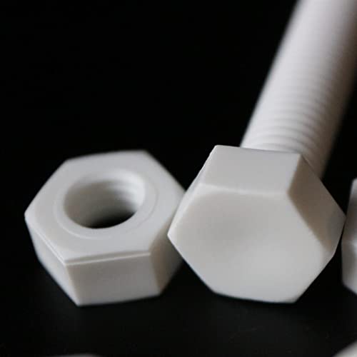 20x White Hex Head Screws Polypropylene (PP) Plastic Nuts and Bolts, Washers, M8 x 40mm - Image 4