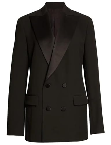 Women's Double Breasted Blazer Casual Open Front Long Sleeve Peak Lapel Work Office Suit Jacket