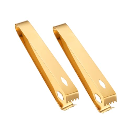 OFFSCH Pcs Gold Stainless Steel Ice Cube Tongs Bartender Ice Scoops Heat Resistant Bar Clip