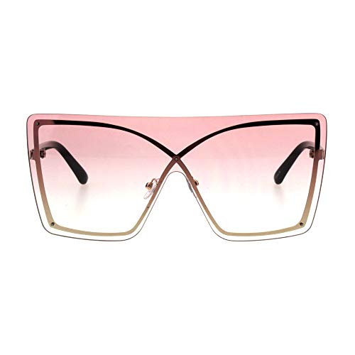 Rims Behind Lens Fashion Sunglasses Oversized Flat Top Square Womens2