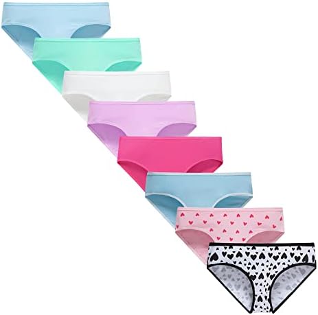 Benaive Girls Underwear Cotton Panties for Teen Pack of 8 (Multicolor, S(8-10))