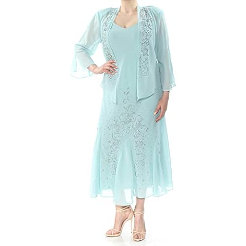 R&M Richards Women's Beaded Chiffon Jacket Dress, Slate, 14 UK Cover