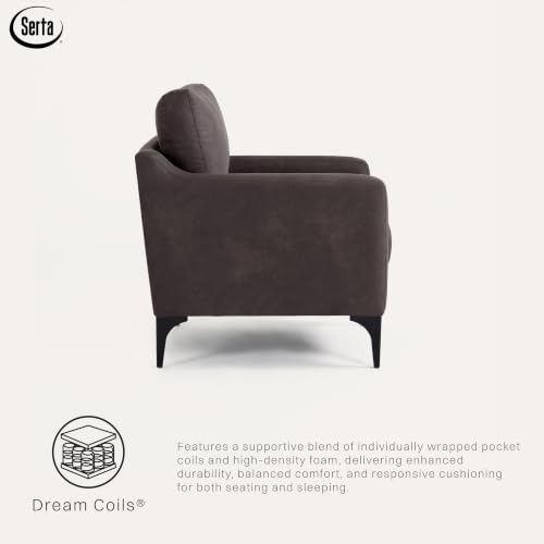 Image of Serta Triton 55.5 inch Loveseat, Transitional Modern, Dreamcoil Comfort, Metal Legs, Vegan Suede, Navy Blue
